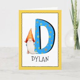 Tarjeta Gnome Kids Letra D Nombre y Edad Saludo de cumplea