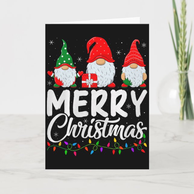 Tarjeta Gnome Merry Christmas Pajamas Matching Family Grou (Anverso)