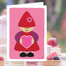Tarjeta Gnome moderno Rosa Feliz Día de San Valentín