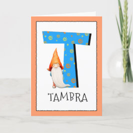 Tarjeta Gnome Niños Carta T Nombre y edad Cumpleaños Salud