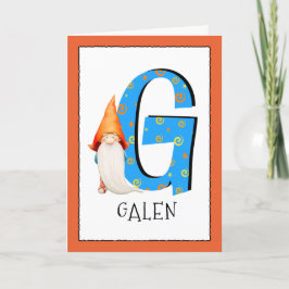 Tarjeta Gnome Niños Letra G Nombre y Edad Saludo de cumple