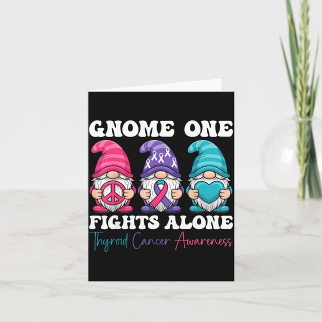 Tarjeta Gnome One Fights Alone - Christmas Thyroid Cancer  (Anverso)
