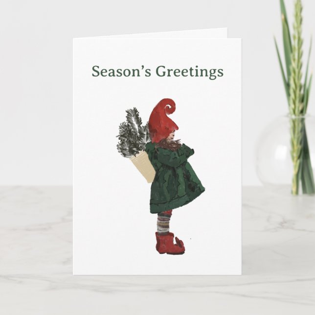 Tarjeta Gnome para Navidades caprichosos - Saludo  (Anverso)