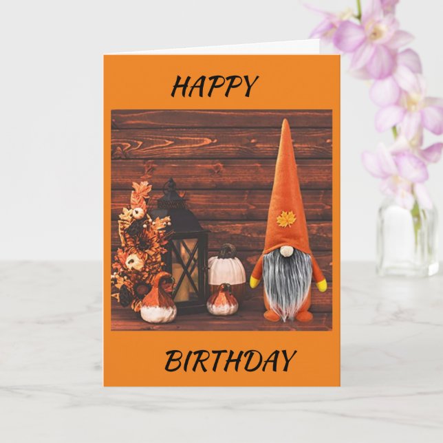 TARJETA GNOME  SAYS *FALL BIRTHDAYS RULE* BIRTHDAY CARD (Orquídea)