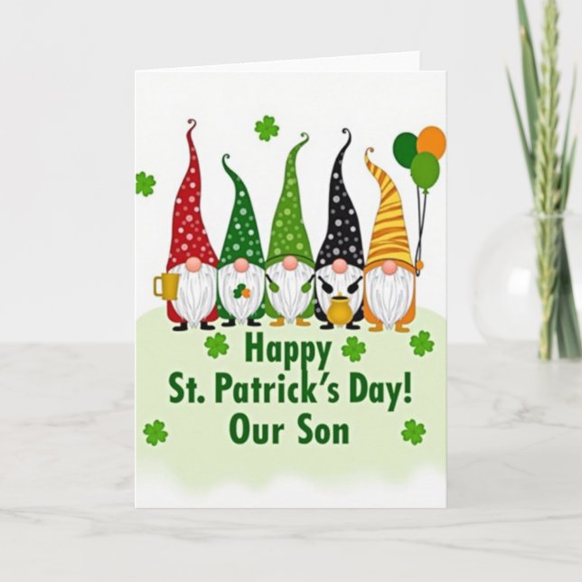 Tarjeta Gnome St Patricks Day Son Card (Anverso)