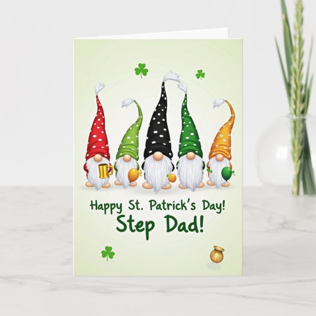 Tarjeta Gnome Step Dad St Patricks Day Card (Anverso)