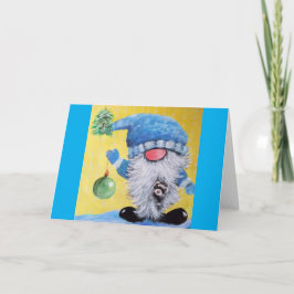 Tarjeta Gnome y Ferret Navidades en blanco saludan