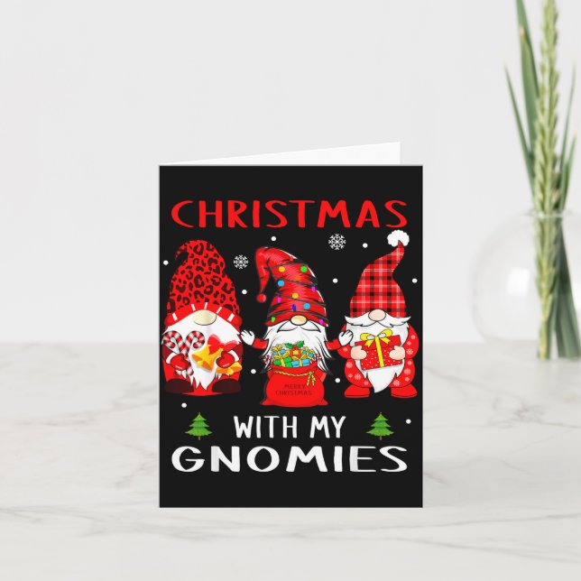 Tarjeta Gnomes Christmas Family Leopard Funny Plaid Men Wo (Anverso)