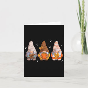 Tarjeta Gnomes De Acción De Gracias Con Hojas De Calabaza