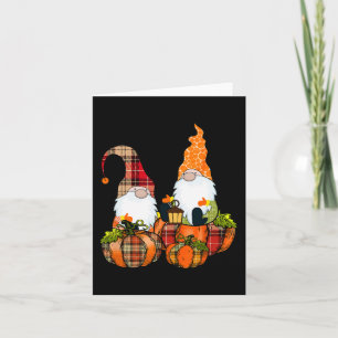 Tarjeta Gnomes de calabaza Caen otoño Cute Halloween Thank