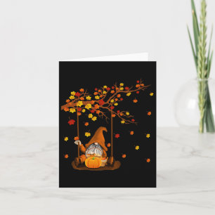 Tarjeta Gnomes de calabaza Caen otoño Cute Halloween Thank
