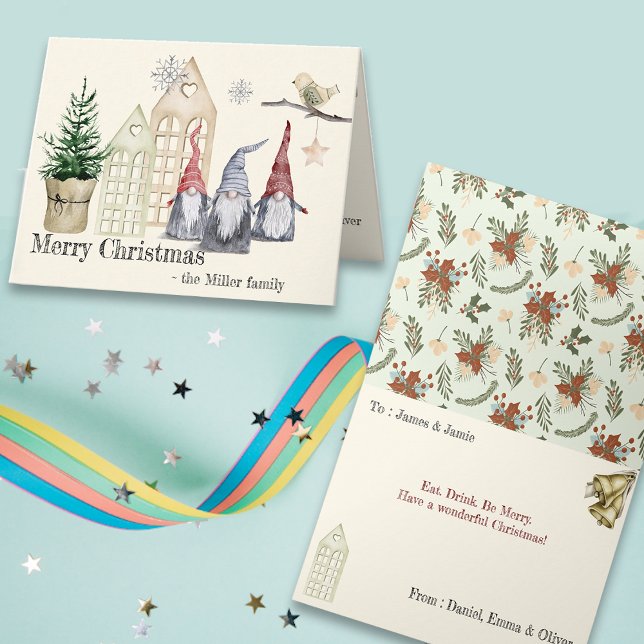 Tarjeta Gnomes de Navidades nórdicos y saludo a domicilio (Subido por el creador)