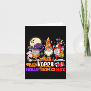 Tarjeta Gnomes Halloween Navidades del Día de Acción de Gr