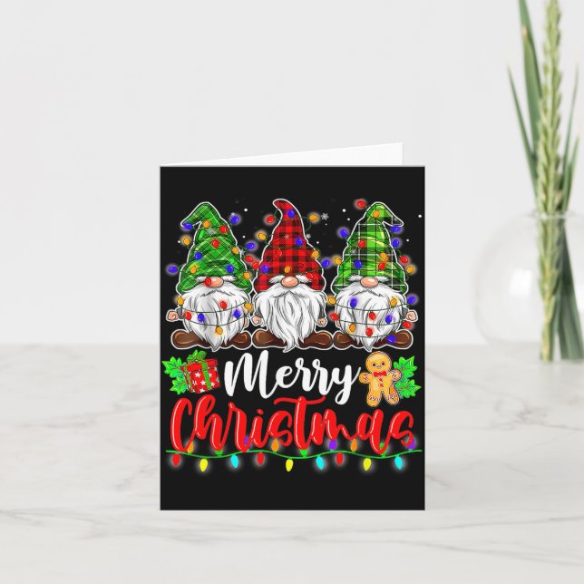 Tarjeta Gnomes Merry Christmas Light Gnome Xmas  (Anverso)