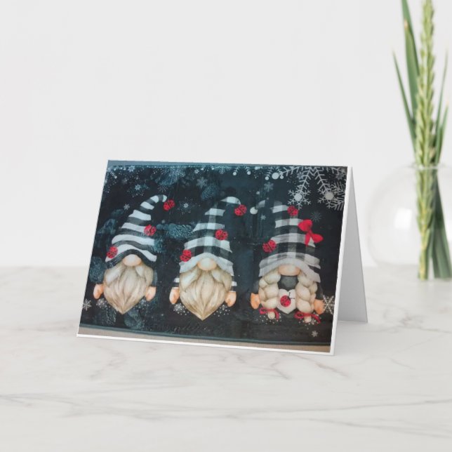 TARJETA "GNOMES NAVIDADES CON NAVIDADES DESEADOS" (Anverso)