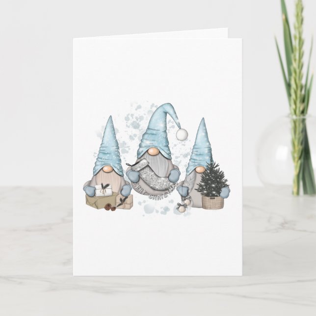 Tarjeta Gnomes nórdicos de invierno (Anverso)