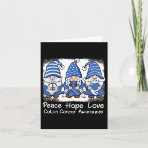 Tarjeta Gnomis de apoyo al cáncer de colon con cinta color