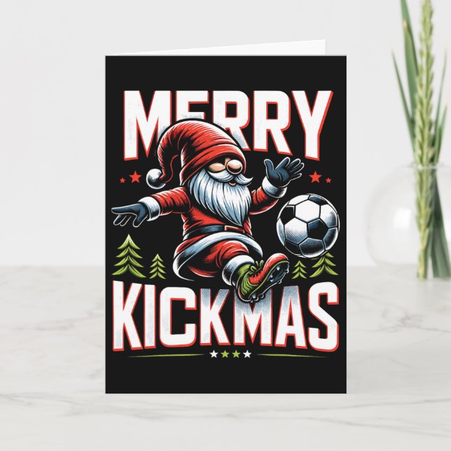 Tarjeta Gnomo de Fútbol Feliz Kickmas  (Anverso)