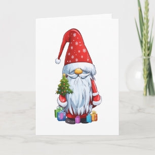 Tarjeta Gnomo de Navidad Gonk vestido con un traje festivo