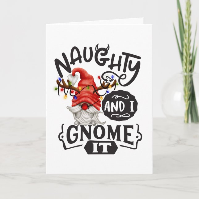 Tarjeta Gnomo de Navidad travieso y lo sé (Anverso)