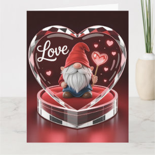 Tarjeta Gnomo encantador de San Valentín en exhibición de 