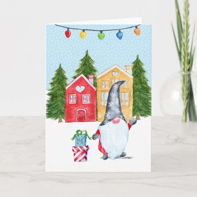 Tarjeta Gnomo Navideño Adorable (Anverso)