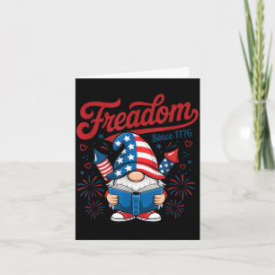 Tarjeta Gnomo Patriótico Americano 1776 Freadom Fuegos Art