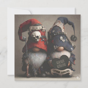 Tarjeta Gnomos de fantasía sombría sosteniendo corazón con
