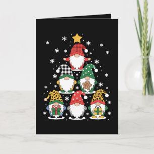 Tarjeta Gnomos de Navidad Árbol Apilado Xmas Copo de Nieve