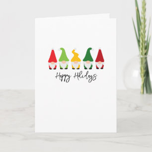 Tarjeta Gnomos de Navidad Felices Fiestas Colorido