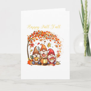 Tarjeta Gnomos de Otoño Feliz Otoño Para Todos Hojas de Ot