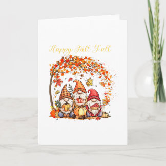 Tarjeta Gnomos de Otoño Feliz Otoño para Todos Hojas de Ot