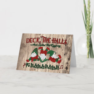 Tarjeta Gnomos de Ponche de Navidad Cantan Villancicos y D