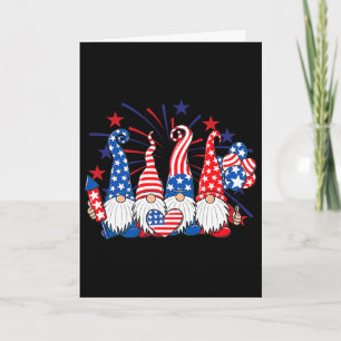Tarjeta Gnomos del 4 de julio Bandera Patriótica Americana
