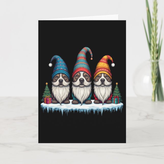 Tarjeta Gnomos Divertidos de Pitbull Navidad Gnomos Mujere (Anverso)