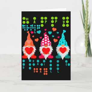 Tarjeta Gnomos Felices De San Valentín En Braille – Corazó