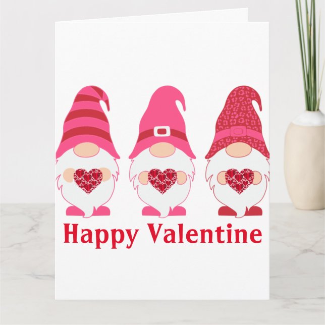 Tarjeta Gnomos Felices del Día de San Valentín Corazones (Anverso)