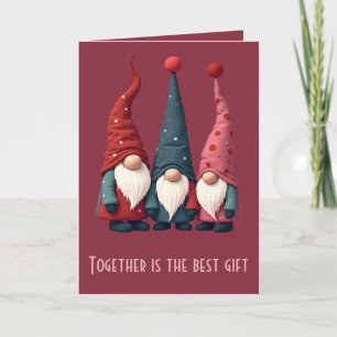 Tarjeta Gnomos Navideños Nórdicos Corte Retro Moderno Kits