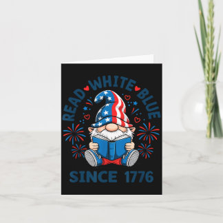 Tarjeta Gnomos Patrióticos Leyendo Libros Blancos Azules