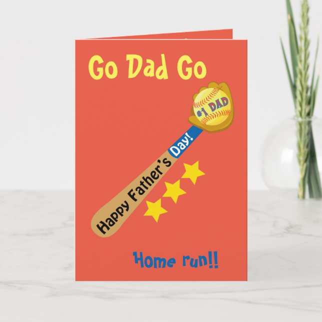 Tarjeta Go Dad Go Happy Father's Day Béisbol homerun (Anverso)