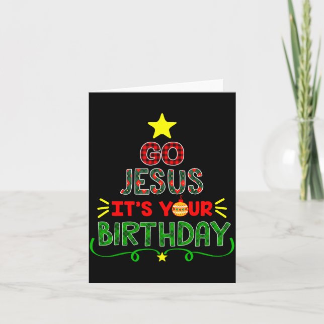 Tarjeta Go Jesus Its Your Birthday Christian Christmas Xma (Anverso)
