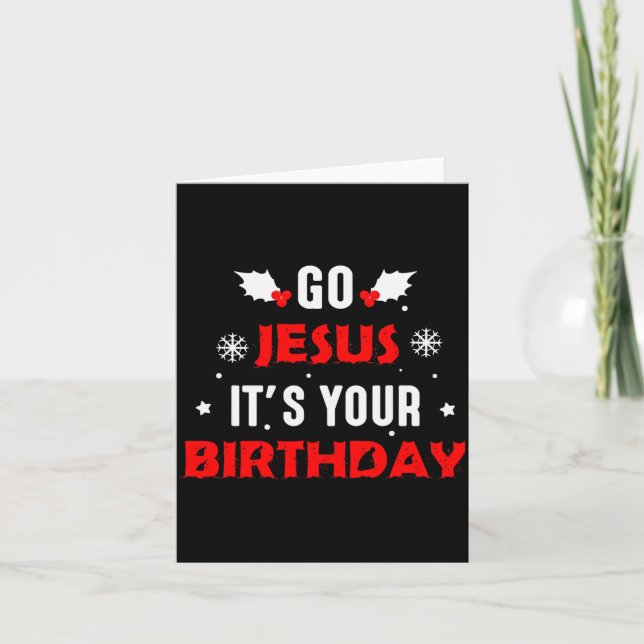 Tarjeta Go Jesus Its Your Birthday Funny Christmas Family  (Anverso)