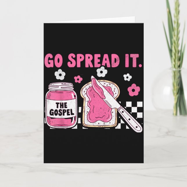 Tarjeta Go Spread It The Gospel Retro Funny Jar Floral Chr (Anverso)