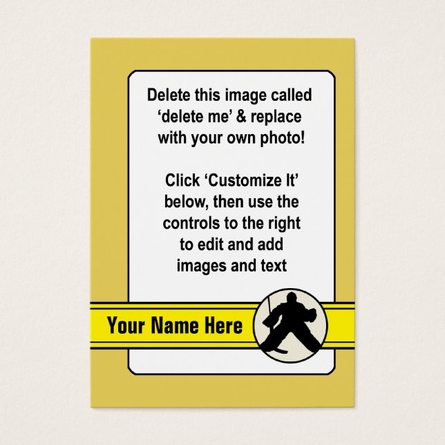 Tarjeta Goalie de hockey sobre personalizable (Frente)