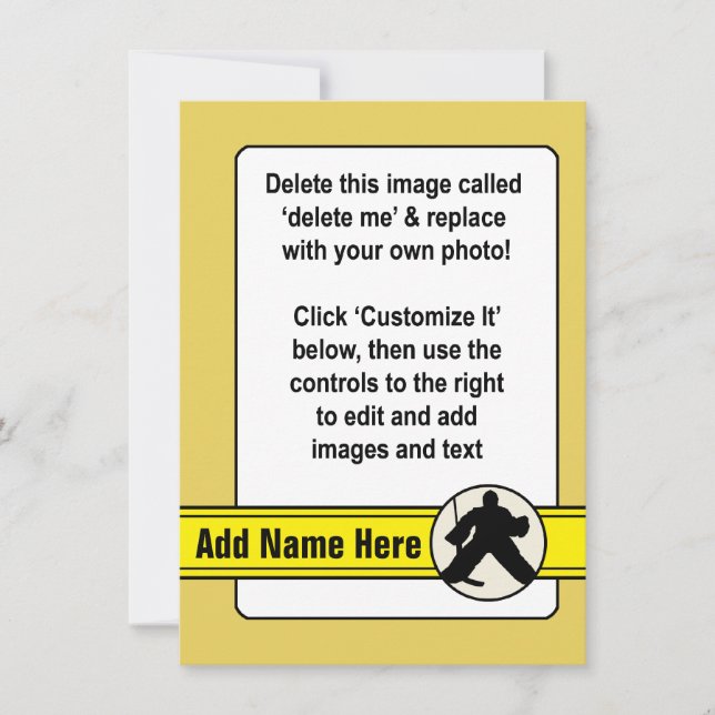 Tarjeta Goalie de hockey sobre personalizable (Anverso)