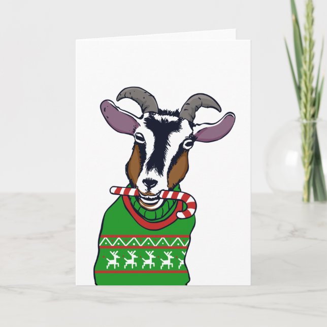 Tarjeta Goat Christmas Sweater (Anverso)