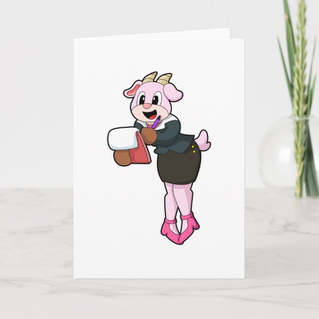 Tarjeta Goat como secretario con tacones altos (Anverso)