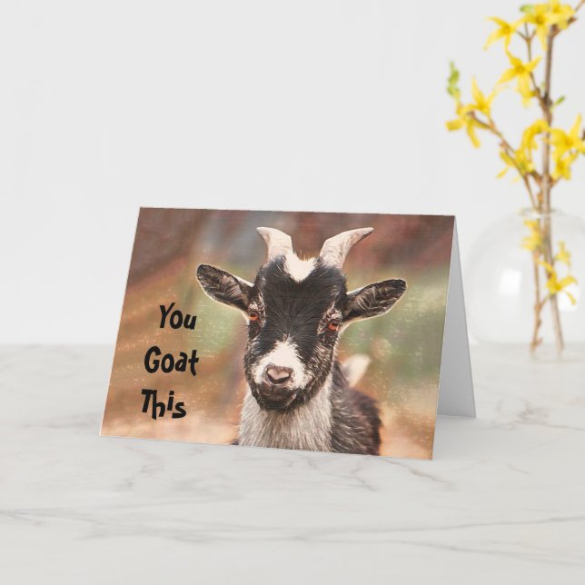 Tarjeta Goat Cute Funny Country Barnyard (flor amarilla)