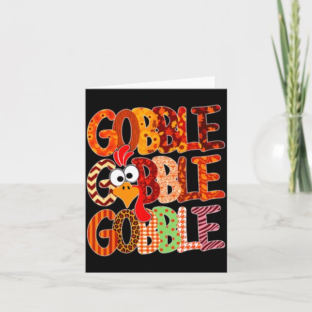 Tarjeta Gobble Gobble Funny Turkey Thanksgiving Women Girl (Anverso)
