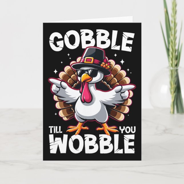 Tarjeta Gobble Hasta Que te Tambalee Divertido Día de Acci (Anverso)